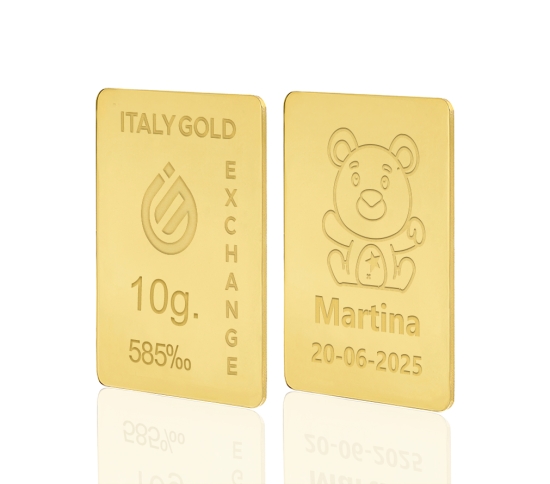 Gold ingot gift for Baby Birth - 14Kt - 10gr Italy Gold Exchange