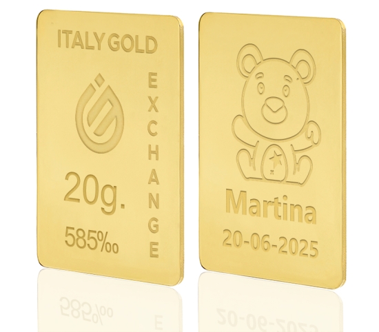 Gold ingot for Baby Birth - 14Kt - 20gr Italy Gold Exchange