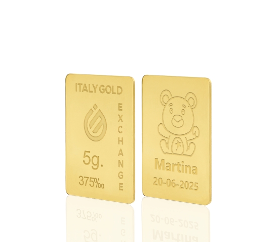 Gold ingot gift for Baby Birth - 9Kt - 5gr Italy Gold Exchange