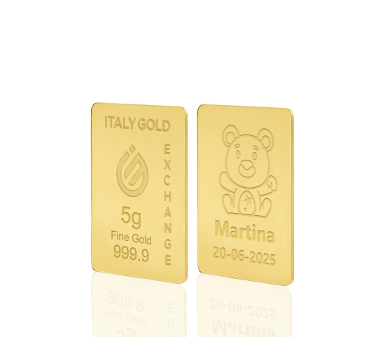 Lingote de oro de 24 quilates de 5 g. para nacimiento IGE GOLD