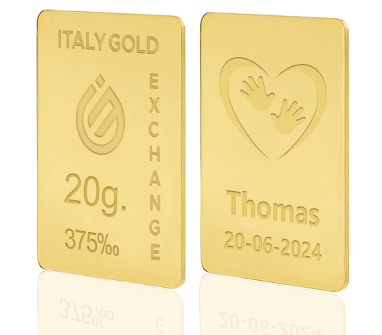 Gold ingot for Baby Birth  - 9Kt - 20gr Italy Gold Exchange