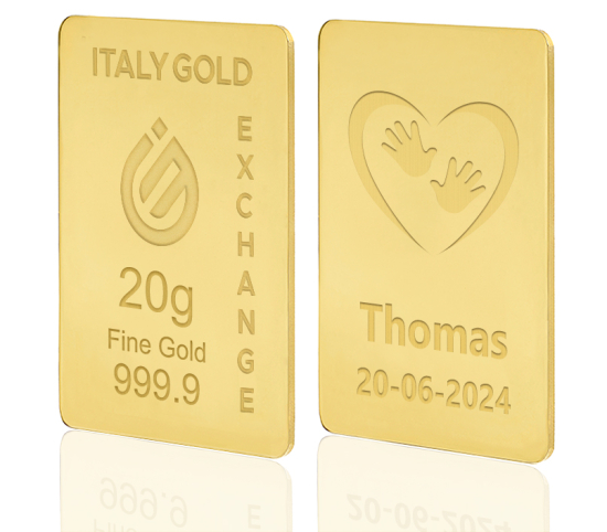 Gold ingot gift for Baby Birth - 24Kt - 20gr Italy Gold Exchange