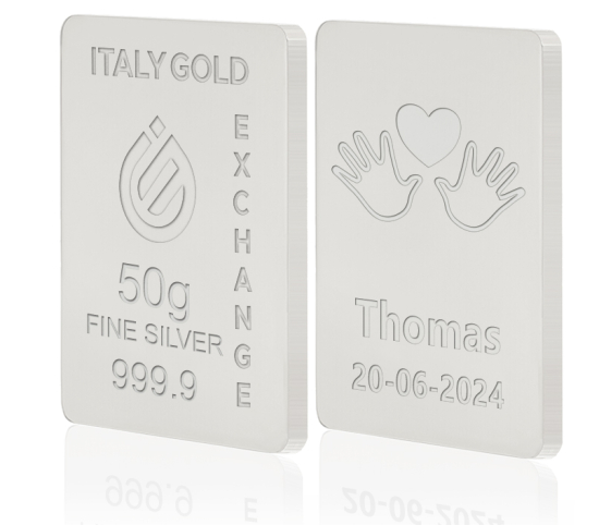 Silver ingot 50gr. for baby birth Italy Gold Exchange