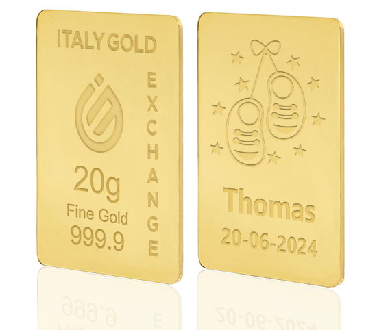 Gold ingot gift for Baby Birth - 24Kt - 20gr Italy Gold Exchange