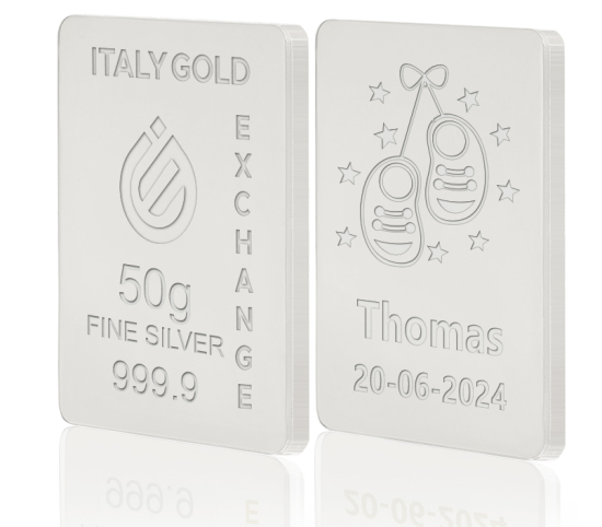 Silver ingot 50gr. for baby birth IGE GOLD