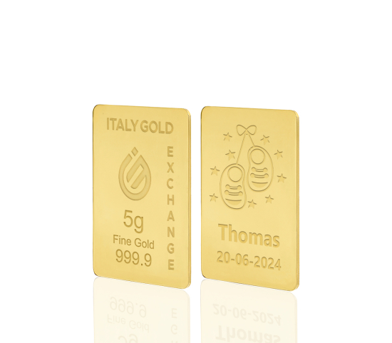 Gold ingot for Baby Birth - 24Kt - 5gr Italy Gold Exchange