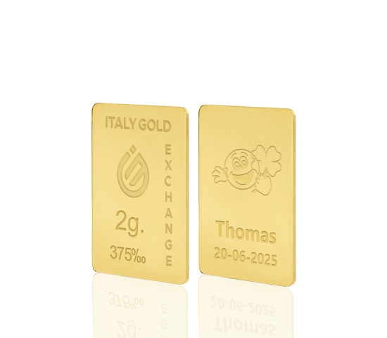 Gold ingot gift for Baby Birth - 9Kt - 2gr Italy Gold Exchange