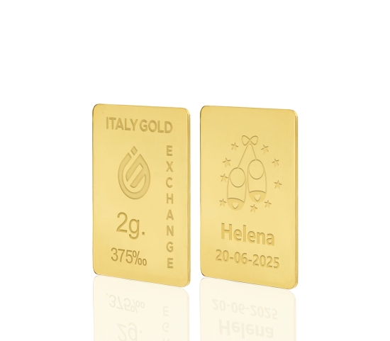 Gold ingot gift for Baby Birth - 9Kt - 2gr Italy Gold Exchange