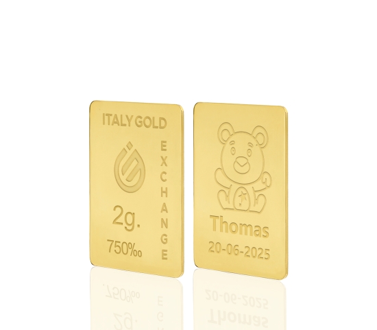 Gold ingot for Baby Birth - 18Kt - 2gr Italy Gold Exchange