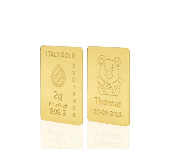 Gold ingot for Baby Birth - 24Kt - 2gr Italy Gold Exchange