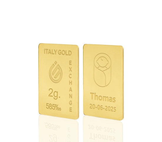 Lingot Or cadeau pour Naissance 14 ct de 2 g.  IGE GOLD