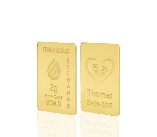 Gold ingot for Baby Birth - 24Kt - 2gr Italy Gold Exchange