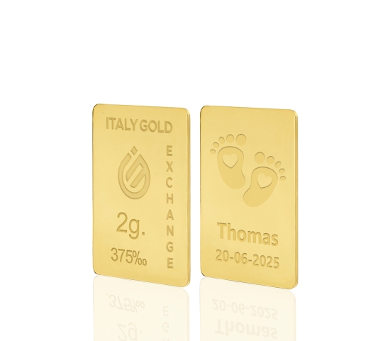 Gold ingot gift for Baby Birth - 9Kt - 2gr Italy Gold Exchange