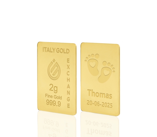 Gold ingot for Baby Birth - 24Kt - 2gr Italy Gold Exchange