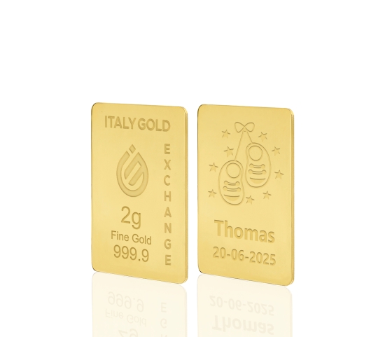 Lingotto Oro 24Kt da 2 gr. per Nascita  IGE GOLD