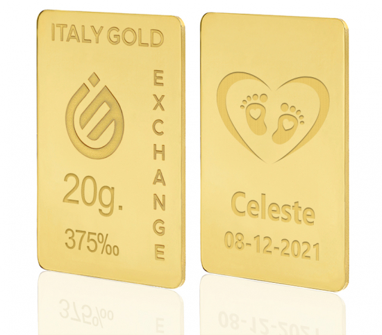 Gold ingot for Baby Birth  - 9Kt - 20gr Italy Gold Exchange