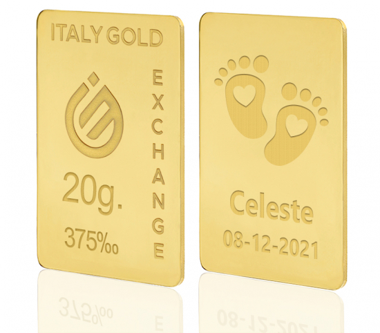 Gold ingot for Baby Birth  - 9Kt - 20gr Italy Gold Exchange