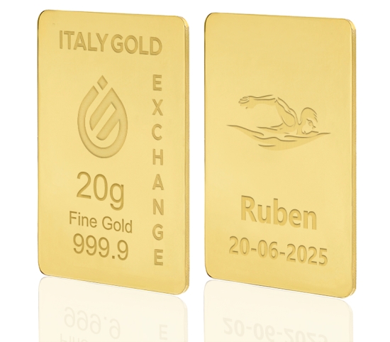 Gold ingot gift sport swimming- 24Kt - 20gr IGE GOLD