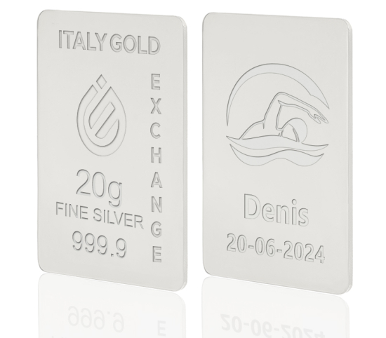 Lingot Argent Pur 20 g. sport natation  IGE GOLD