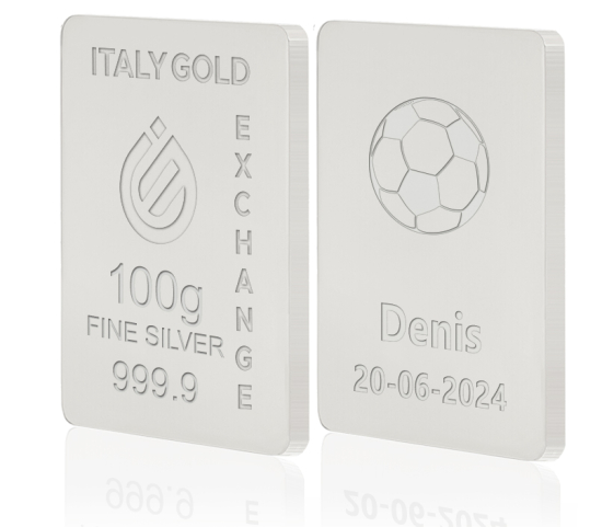 Lingot Argent Pur 100 g. sport football Italy Gold Exchange