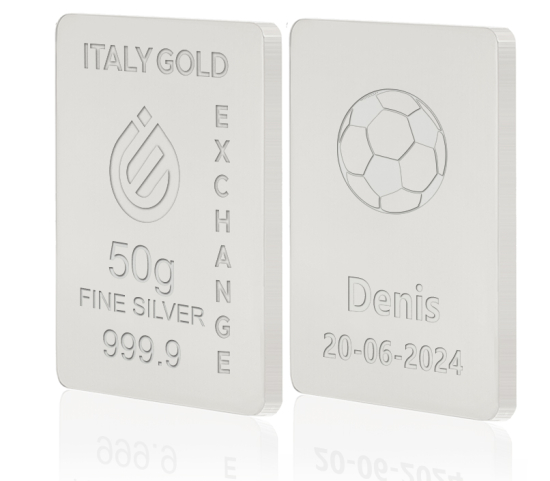 Lingot Argent Pur 50 g. sport football Italy Gold Exchange