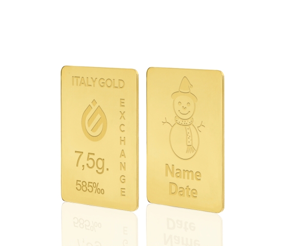 Lingote de oro de regalo de Navidad de 14 quilates de 7,5 g. IGE GOLD