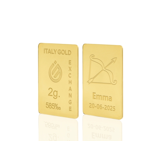 Gold ingots Star Signs - Sagittarius - 14Kt - 2gr Italy Gold Exchange