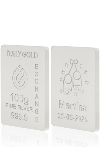 Lingot Argent Pur 100 g. pour Naissance - Idée cadeau Événements de célébration - IGE Gold