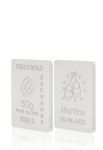 Lingot Argent Pur 50 g. pour Naissance - Idée cadeau Événements de célébration - IGE Gold